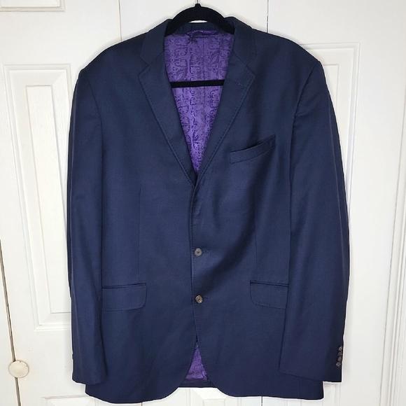 Ted Baker London Endurance Blazer Size 44 Long Navy Blue Two Button - Picture 1 of 10